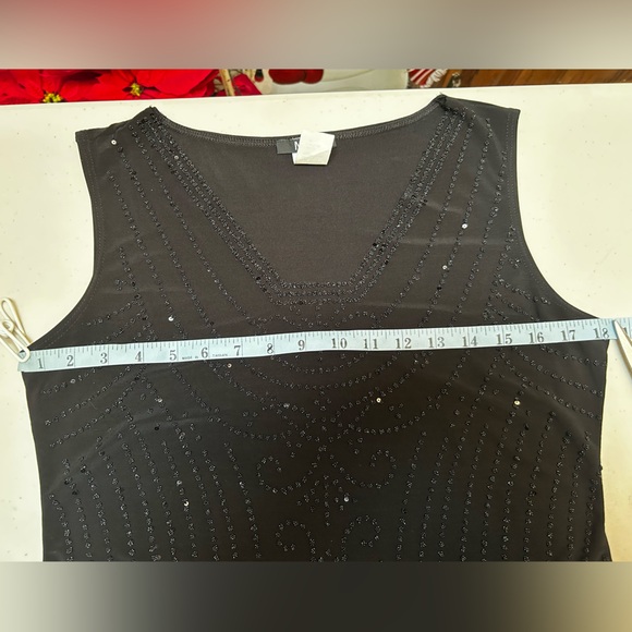 MSK Woman’s Black Fancy Beaded Sleeveless Top Blouse Size Medium - Picture 7 of 8